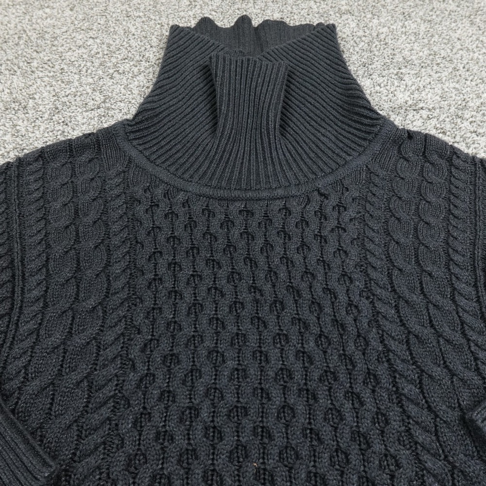 American Eagle Sweater Women XS Black Irish Aran Cable Knit Fisherman Pullover